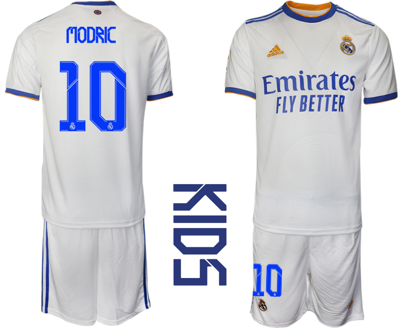 Youth 2021-2022 Club Real Madrid home white #10 Soccer Jerseys